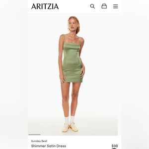 ARITIZA shimmer stain dress in sage frost